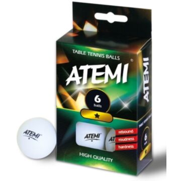 Tafeltennisbal ATEMI 1 ster wit/6 st