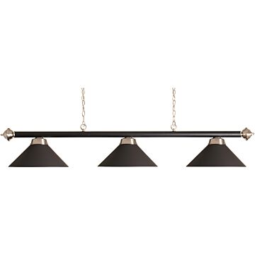 Buffalo biljartlamp RVS stang met 3 kappen mat zwart