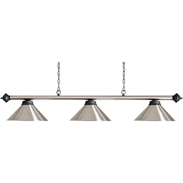 Buffalo biljartlamp stang + 3 kappen brushed steel 