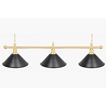 Artemis biljartlamp chroom met 3 kappen mat zwart