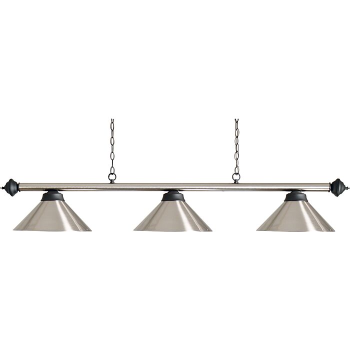 Buffalo biljartlamp stang + 3 kappen brushed steel Buffalo biljartlamp stang + 3 kappen brushed steel