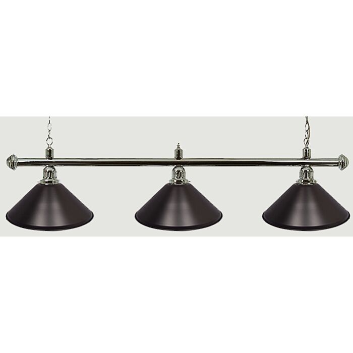Artemis biljartlamp chroom met 3 kappen mat zwart