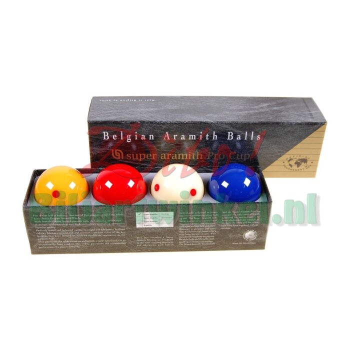 Biljartballen Super Aramith Pro Cup X4 met blauwe bal