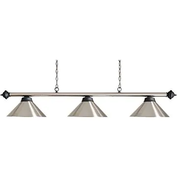 Buffalo biljartlamp stang + 3 kappen brushed steel 