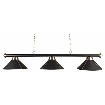 Lamp met 3 zwart lederenkappen