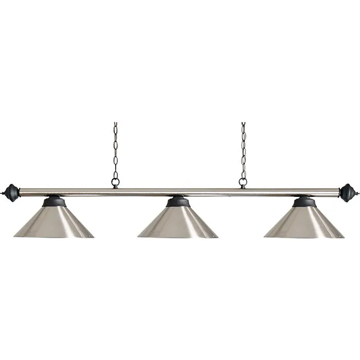 Buffalo biljartlamp stang + 3 kappen brushed steel 